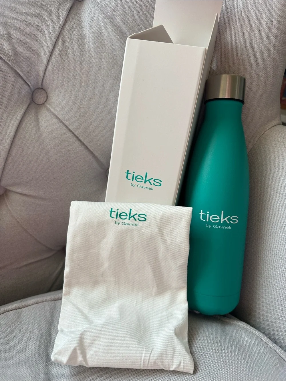 Tieks Teal Stainless-Capped Water Bottle
